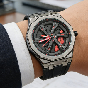 Reloj de Cuarzo de Aleación Poligonal en Oferta, Esfera Giratoria, Luminoso, Resistente al Agua, Moderno, Casual, para Hombre - Product Image 3