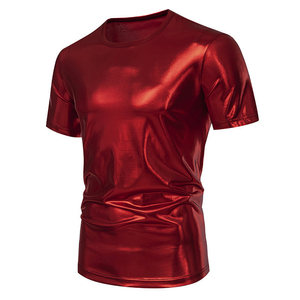 Mens <strong>70s</strong> Metallic <strong>Shirts</strong> Short Sleeve Gold <strong>T</strong>-<strong>shirt</strong> Disco Party Club Tee Tops - Product Image 6
