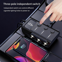 Distributeur d'alimentation multifonction pour voiture GC01 120W, prise allume-cigare 3 voies, chargeur USB-C PD QC3.0, affichage de la tension