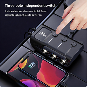 ที่ชาร์จในรถยนต์ GXY Fast USB C PD 3 ช่องเสียบ 12-24V พร้อมไฟ LED แสดงสถานะ กำลังไฟสูงสุด 120W แบบพกพา ดีไซน์ใหม่สไตล์จีน แยกอิสระ - Product Image 5