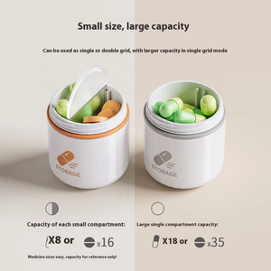 Mini organizador semanal de pastillas de dos compartimentos, caja de medicamentos resistente a los niños, caja de almacenamiento de viaje, caja con asa, almacenamiento de cápsulas, grado alimenticio PP - Product Image 5