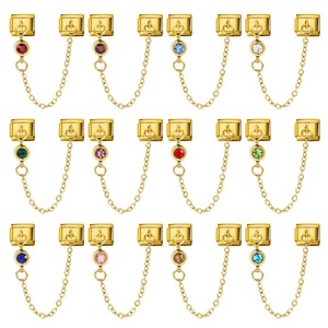 Pendentif crochet en or avec 12 pierres de naissance, serti de cristaux et strass, pour bracelet DIY, bijoux unisexe - Product Image 5