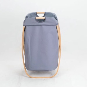 Vertical <b>foldable</b> bamboo eco-friendly laundry <b>basket</b> storage organizer for clothes, bathroom, and laundry room. - Product Image 1