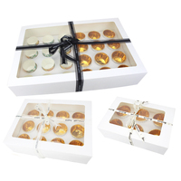 Boîte à cupcakes personnalisée en papier écologique avec pelliculage mat et gaufrage, 12 cavités, boîte blanche et emballage avec fenêtre transparente