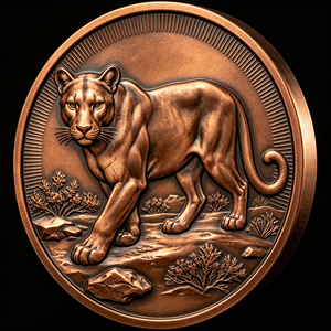Pièce de monnaie commémorative en cuivre de haute qualité, design cougar, 1 <span class=keywords><strong>oz</strong></span>, ronde, embossée, artisanat exquis, objet de collection - Product Image 3