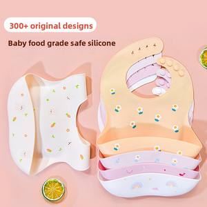 Bavoir d'alimentation pour bébé en silicone ultra doux et imperméable, <span class=keywords><strong>poche</strong></span> ouverte 3D, facile à nettoyer sans lavage, taille ajustable grande taille pour les tout-petits - Product Image 5