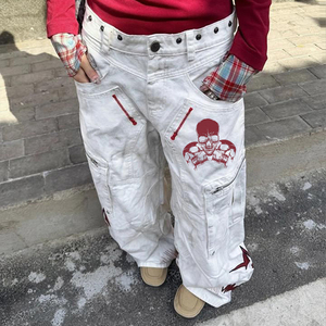 Per DIZNEW 20250 da <span class=keywords><strong>uomo</strong></span> Vintage Jeans lavati bianchi in fabbrica Direct artigianato alla moda a gamba larga per l'inverno estivo - Product Image 3