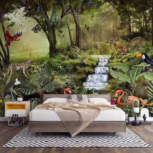 Personnalisé Tropical Floral Grasscloth Liège Bois Non Tissé PVC Papier Peint Panneaux 5D 3D Décoration de La Maison Papier Peint <span class=keywords><strong>Mural</strong></span> - Product Image 3