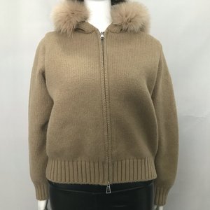 <span class=keywords><strong>Cardigan</strong></span> di Lusso in Lana Verde <span class=keywords><strong>con</strong></span> Zip, Cappuccio alla Moda <span class=keywords><strong>con</strong></span> Colletto in Vera <span class=keywords><strong>Pelliccia</strong></span> di Volpe, Giacca Calda da Donna - Product Image 2