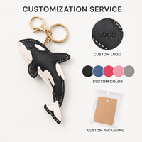 Porte-clés en cuir PU Orca, adorable breloque animale marine, pendentif pour sac, accessoire de sac à dos, cadeau