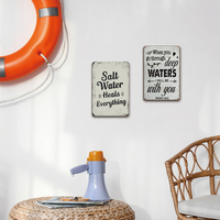 Salt Water Heals Everything Metal Tin Sign Beach Style Rustic Wall Decor for Home Bathroom Wall Hanging Gift
