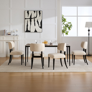 Ensemble de <span class=keywords><strong>2</strong></span> chaises de salle à manger modernes de haute qualité, rembourrées, en tissu de lin beige, avec pieds en bois massif noir, pour cuisine, salle à manger, café - Product Image 4