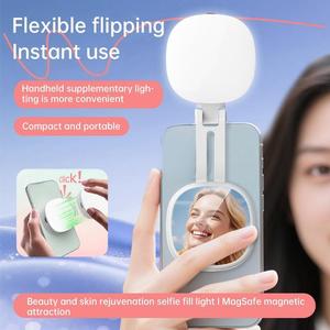 Lampe d'appoint magnétique pour téléphone avec miroir intégré, idéale pour la vidéo, la photographie, le <span class=keywords><strong>YouTube</strong></span>, les selfies et le maquillage, portable et à luminosité réglable - Product Image 5
