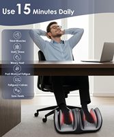 Masseur de pieds et mollets Shiatsu OOAMBB, électrique filaire avec prise, chaleur, coussinets d'air, minuterie d'arrêt automatique, pétrissage profond, soulagement de la fasciite plantaire