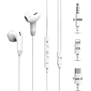 Écouteurs pour Apple Écouteurs d'origine 14 13 12 11 Pro Max Écouteurs intra-auriculaires filaires 3.5mm Type C Mains libres avec microphone