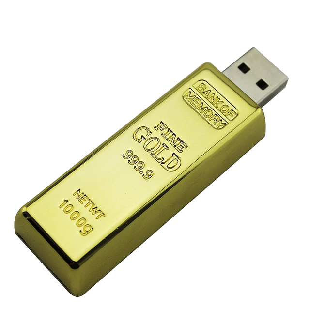 High Quality Custom Engraved Logo Gold Bar Metal USB 2.0 Flash Drive New Encrypted 1-Year Warranty