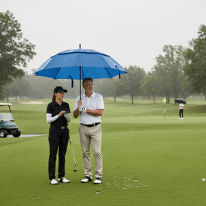 Paraguas de golf con capa superior abatible, doble capa, diseño personalizado, apertura de 130 cm de diámetro, ventilado, para lluvia. - Product Image 5