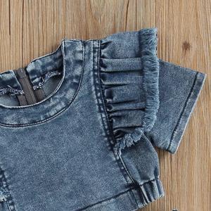 Conjunto 2 pçs jeans bebê verão 2022, vestido + saia crianças roupas jeans - Product Image 4