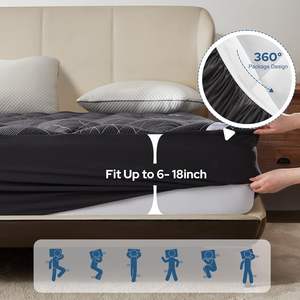 Coprimaterasso e coprimaterasso trapuntato e Topper, biancheria da letto spessa in bambù traspirante con gonne da letto elastiche, grigio bianco, Queen <span class=keywords><strong>Size</strong></span> - Product Image 6