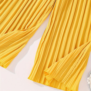 Set Casual estivo in due pezzi per ragazze Top con cinturino in pizzo corto e centinaia di <span class=keywords><strong>pantaloni</strong></span> a pieghe modello solido per bambini grandi - Product Image 5