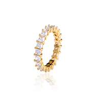 Bague d'éternité en moissanite taille princesse couleur D en argent 925, bagues empilables pour anniversaire et fiançailles, alliances pour femme