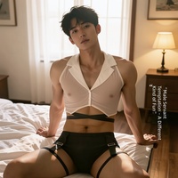 Setelan Seragam Akademi Uniseks Ramah Kulit Poliester Hitam Putih Satu Ukuran Lingerie Cosplay Seksi Transparan Pakaian Erotis Pria