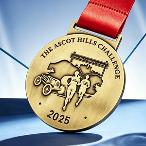 Médaille de course cycliste personnalisée en cuivre plaqué couleur, motif Conqueror Challenge, pour l'été, à prix abordable - Product Image 5