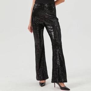 Pantalones brillantes de moda de alta calidad personalizados, pantalones acampanados con lentejuelas para ropa informal de mujer - Product Image 1