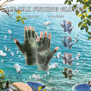 Ice Silk Fishing Gloves UV Protection Thickened Palm Anti Slip Cycling Gloves Unisex Spandex Outdoor Sport Full Finger Hand Wear - Product Image 2