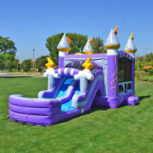 Château gonflable commercial Thunder Castle avec double toboggan, combo de fête en plein air, château de saut pour les événements d'anniversaire des enfants - Product Image 1