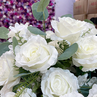 Boules de fleurs artificielles en soie Rose et Lotus pour centres de table de mariage, fête des Mères et Pâques - Blanc, toucher naturel, pas cher
