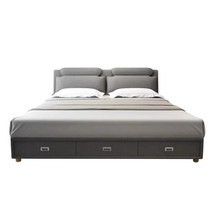 Hiện Đại Châu Âu Thiết Kế Đôi Giường Lưu Trữ Vua Nữ Hoàng Kích Thước Với Ngăn Kéo Ottoman Nhung Giường Vải - Product Image 2