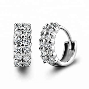 Pendientes de Aro Modernos Estilo Occidental, Chapados en Rodio, Plata de Ley, Clásicos con Micro Pavé de Circonita, Regalo de Boda, Joyería para Fiesta - Product Image 1
