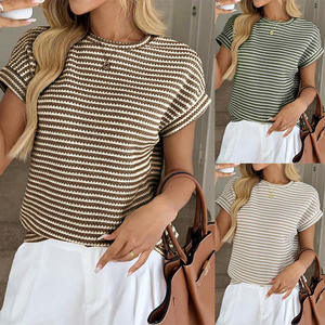 T-<span class=keywords><strong>shirt</strong></span> <span class=keywords><strong>long</strong></span> en toile ample à col rond et manches courtes torsadées, nouveau style été 2026 pour femmes européennes et américaines - Product Image 4