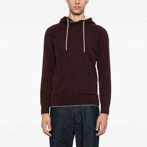 Customized logo Men's Knitted Pullover Sweater Round Neck Wool Cashmere <b>Hooded</b> Sweater Solid Color Fashionable Men's Sweater - Product Image 1