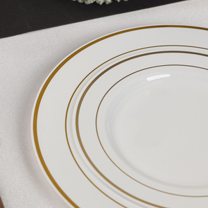 Placas de cargador de plástico con borde dorado de lujo, vendedor del proveedor de restaurantes de hotel, inastillable, respetuoso con el medio ambiente y logotipo personalizado aceptado - Product Image 4