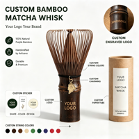 Fouet à matcha en bambou violet gravé sur mesure, logo personnalisé, emballage personnalisé, qualité alimentaire, style Japandi, haute qualité