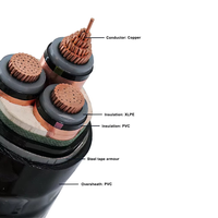 Câble d'alimentation basse tension Hongsheng YJV22 0,6/1 kV à 3 conducteurs en cuivre, isolation XLPE, gaine PVC, pour installation souterraine, certifié ISO9001/CCC