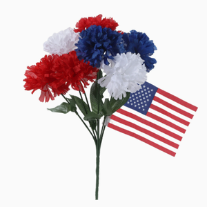 Ramo de Claveles de Seda Realistas para Decoración del Hogar, Día Patriótico del Veterano, 4 de Julio, Día de la Independencia, Navidad, Día de los Caídos - Product Image 3