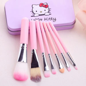 7 pièces dans la boîte hello kitty petits pinceaux de <span class=keywords><strong>maquillage</strong></span> avec étui taille de voyage portable poudre noire fond de <span class=keywords><strong>teint</strong></span> pinceaux pour les yeux ensemble pour le <span class=keywords><strong>maquillage</strong></span> - Product Image 2