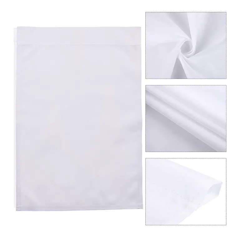 12x18Inch Double-Sided White Solid Sublimation Blank Polyester Flags DIY for Garden and Yard Blank Banner