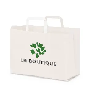Borse shopper in carta kraft con manici piatti, merchandising sostenibile - Product Image 2