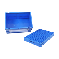 Caisse de rangement pliable JOIN bleue avec porte avant et trappe 600x400x340mm Conception à ouverture supérieure pour un accès et un empilage faciles