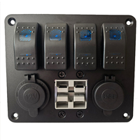 Panneau de commutateur à bascule 4 gang 50 ampères, montage encastré, DC12V 24V, avec prise USB QC3.0, prise allume-cigare pour voitures, camping-cars, camions