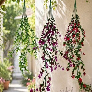 Guirlandes artificielles de camélias 30cm-100cm, fleurs suspendues en plastique, bouquet blanc, rouge, violet, jaune, décoration style campagnard - Product Image 3