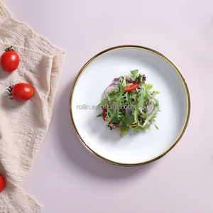 Juegos de adornos dorados <span class=keywords><strong>y</strong></span> blancos de 8 pulgadas, juego de platos modernos de lujo de 8 piezas, juego de <span class=keywords><strong>vajilla</strong></span> para restaurantes modernos - Product Image 2