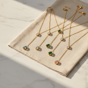 JUSNOVA Collana Impermeabile in Acciaio Inossidabile Placcato Oro 18K PVD con Pendente a Goccia in Zircone, Gioielli Minimalisti per Donne - Product Image 3