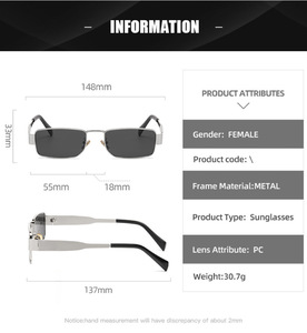 Gafas de Sol de Diseño Cuadrado Pequeño con Montura Metálica de Lujo, Personalizables, Casuales, para Hombre y Mujer, con Protección UV400 - Product Image 5