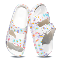 Sandales décontractées légères en EVA pour femme, à bout ouvert, motif floral, à enfiler, avec double bride réglable, toutes saisons