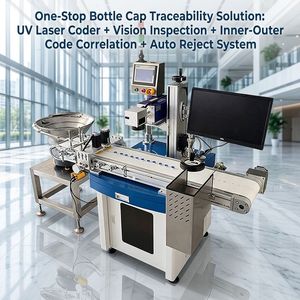 Machine de codage laser UV rotative automatique BMG pour bouchons de bouteilles avec alimentation intégrée Ezcad, inspection par vision et rejet anti-contrefaçon - Product Image 3